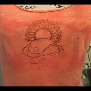 Be Love Tie Dye Sunset Top Small‎ - Rhinestone Embellished Boho